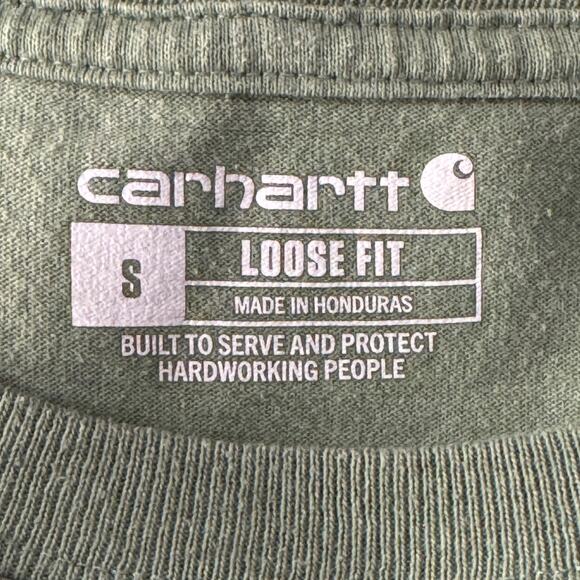 Carhartt Small Mens Loose Fit Shirt Cuffed Long Sleeve Crew Neck Shamrock Green - Picture 9 of 11